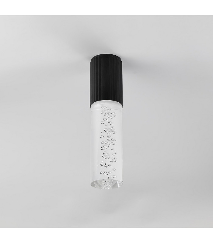 Springwater II 6.7cm Ribbed Line Ceiling Bubble Acrylic Shade 1 x GU10 IP54 Black/Clear -7