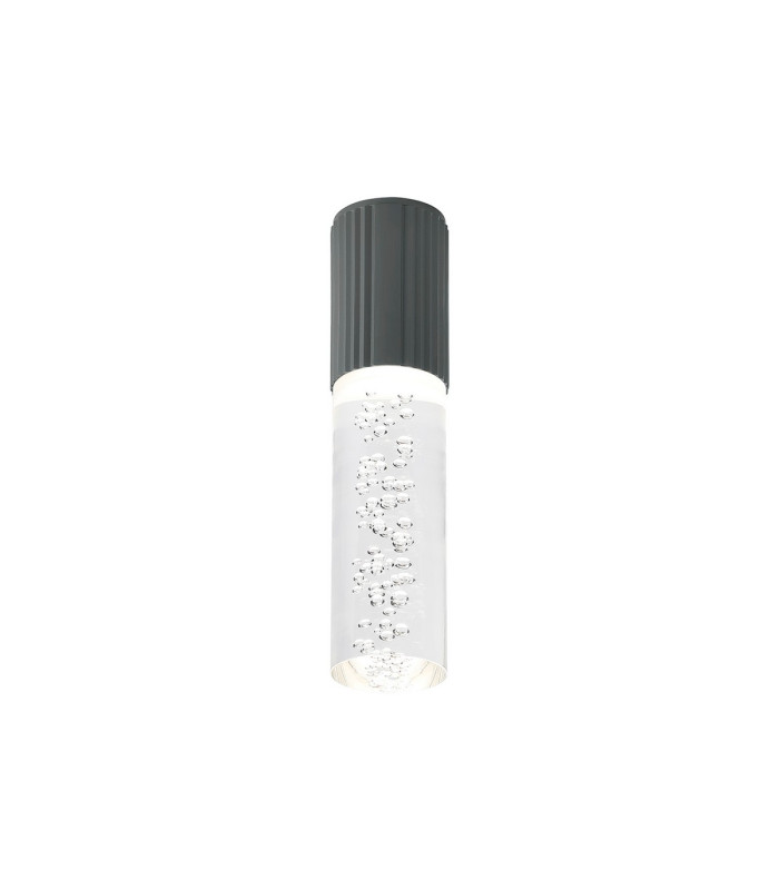 Springwater II 6.7cm Ribbed Line Ceiling Bubble Acrylic Shade 1 x GU10 IP54 Grey/Clear -1