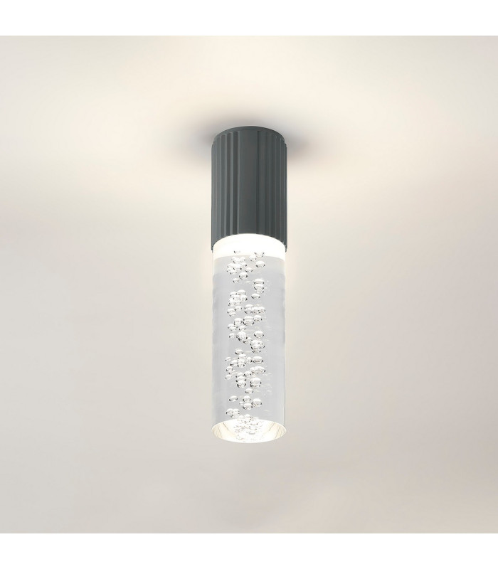 Springwater II 6.7cm Ribbed Line Ceiling Bubble Acrylic Shade 1 x GU10 IP54 Grey/Clear -3