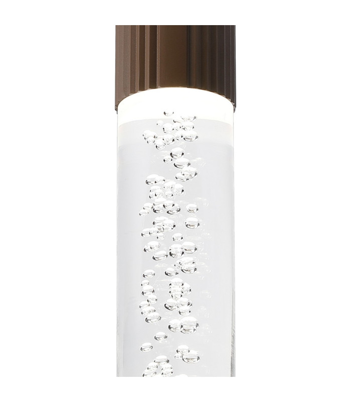 Springwater II 6.7cm Ribbed Line Ceiling Bubble Acrylic Shade 1 x GU10 IP54 Dark Brown/Clear -6