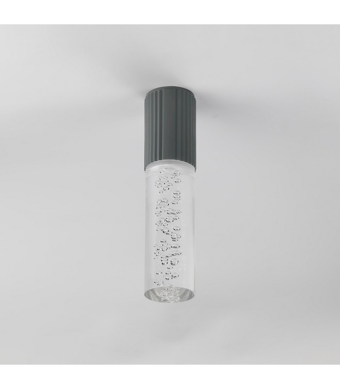 Springwater II 6.7cm Ribbed Line Ceiling Bubble Acrylic Shade 1 x GU10 IP54 Grey/Clear -7
