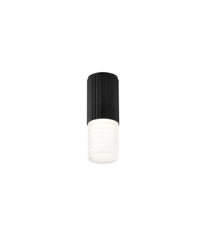 Springwater 6.7cm Ribbed Line Ceiling Horizontal Line Acrylic Shade 1 x GU10 IP54 Black/Clear/Frosted -1