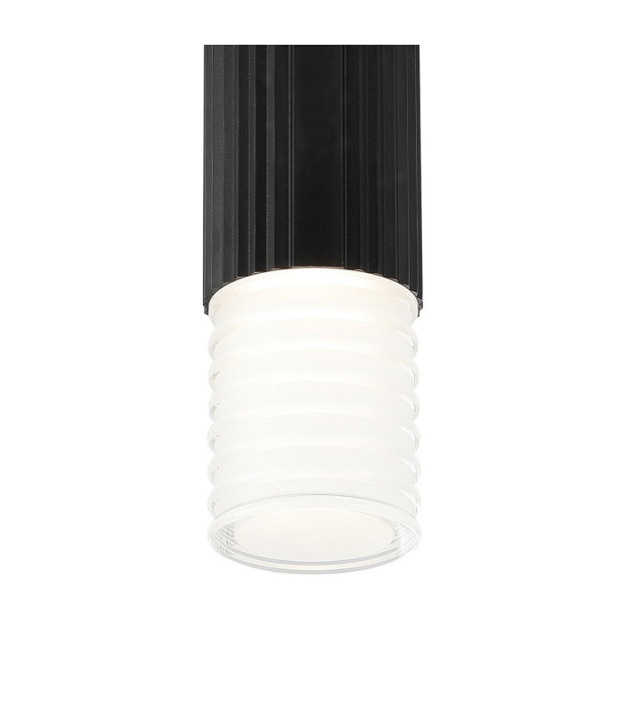 Springwater 6.7cm Ribbed Line Ceiling Horizontal Line Acrylic Shade 1 x GU10 IP54 Black/Clear/Frosted -6