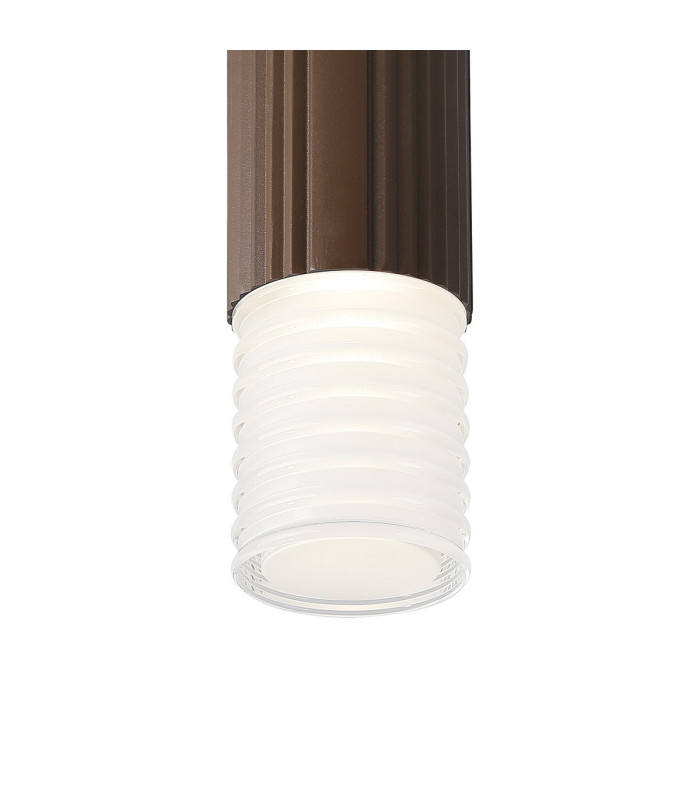 Springwater 6.7cm Ribbed Line Ceiling Horizontal Line Acrylic Shade 1 x GU10 IP54 Dark Brown/Clear/Frosted -6