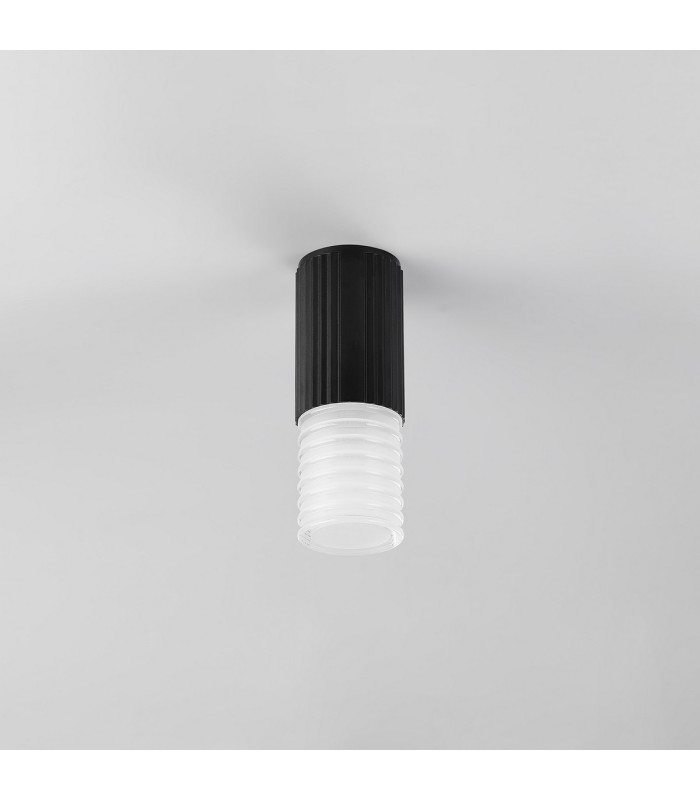 Springwater 6.7cm Ribbed Line Ceiling Horizontal Line Acrylic Shade 1 x GU10 IP54 Black/Clear/Frosted -7