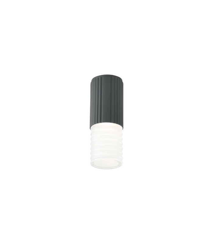 Springwater 6.7cm Ribbed Line Ceiling Horizontal Line Acrylic Shade 1 x GU10 IP54 Grey/Clear/Frosted -1