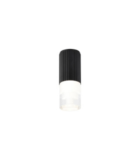 Springwater 6.7cm Ribbed Line Ceiling Tier Pattern Acrylic Shade 1 x GU10 IP54 Black/Clear -1