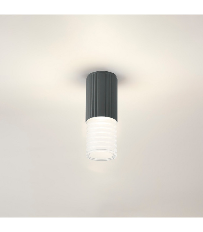 Springwater 6.7cm Ribbed Line Ceiling Horizontal Line Acrylic Shade 1 x GU10 IP54 Grey/Clear/Frosted -3