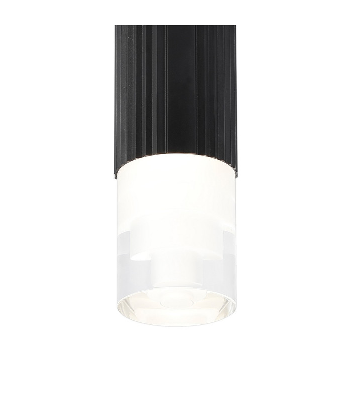 Springwater 6.7cm Ribbed Line Ceiling Tier Pattern Acrylic Shade 1 x GU10 IP54 Black/Clear -6