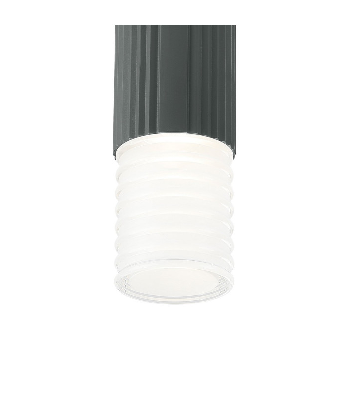 Springwater 6.7cm Ribbed Line Ceiling Horizontal Line Acrylic Shade 1 x GU10 IP54 Grey/Clear/Frosted -6