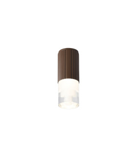 Springwater 6.7cm Ribbed Line Ceiling Tier Pattern Acrylic Shade 1 x GU10 IP54 Dark Brown/Clear -1