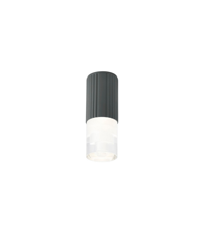 Springwater 6.7cm Ribbed Line Ceiling Tier Pattern Acrylic Shade 1 x GU10 IP54 Grey/Clear -1
