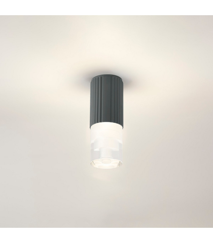 Springwater 6.7cm Ribbed Line Ceiling Tier Pattern Acrylic Shade 1 x GU10 IP54 Grey/Clear -3