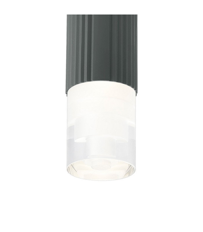 Springwater 6.7cm Ribbed Line Ceiling Tier Pattern Acrylic Shade 1 x GU10 IP54 Grey/Clear -6