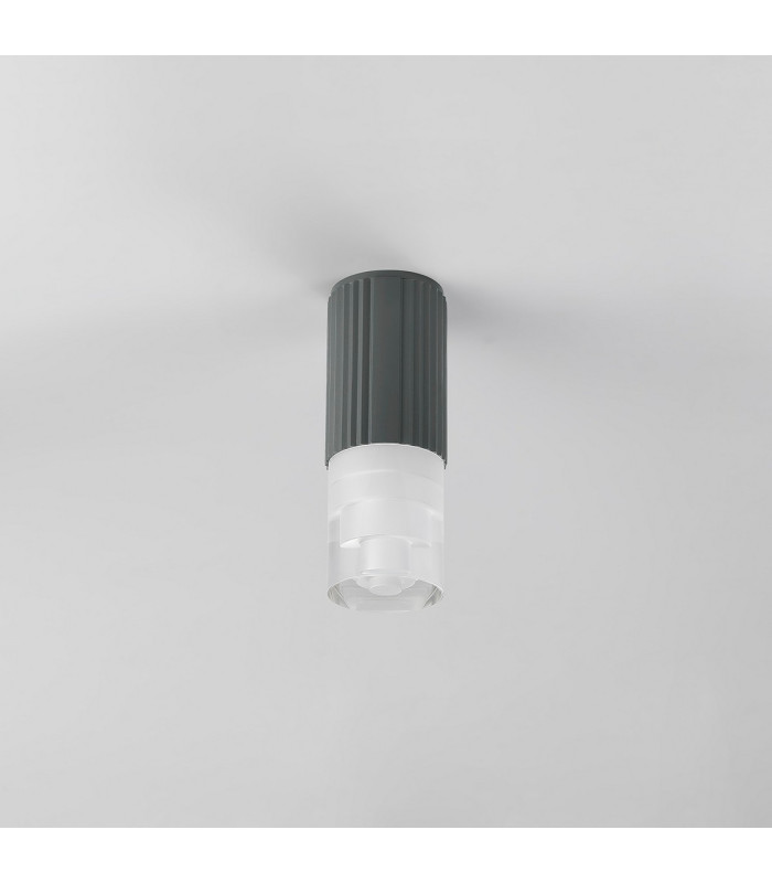 Springwater 6.7cm Ribbed Line Ceiling Tier Pattern Acrylic Shade 1 x GU10 IP54 Grey/Clear -7