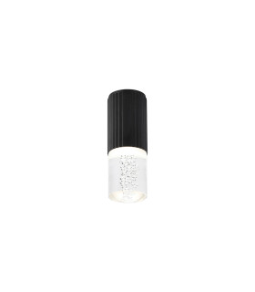 Springwater 6.7cm Ribbed Line Ceiling Bubble Acrylic Shade 1 x GU10 IP54 Black/Clear -1