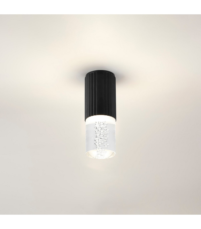 Springwater 6.7cm Ribbed Line Ceiling Bubble Acrylic Shade 1 x GU10 IP54 Black/Clear -3