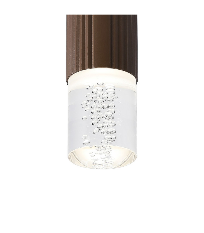 Springwater 6.7cm Ribbed Line Ceiling Bubble Acrylic Shade 1 x GU10 IP54 Dark Brown/Clear -6