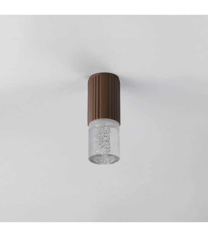Springwater 6.7cm Ribbed Line Ceiling Bubble Acrylic Shade 1 x GU10 IP54 Dark Brown/Clear -7