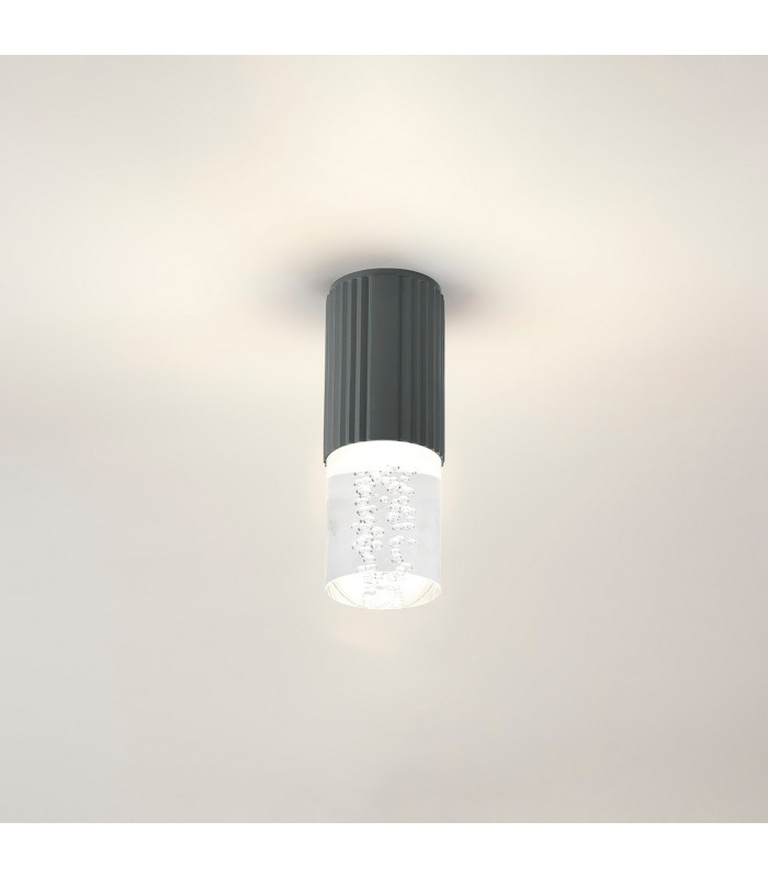 Springwater 6.7cm Ribbed Line Ceiling Bubble Acrylic Shade 1 x GU10 IP54 Grey/Clear -3