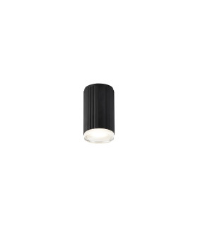 Springwater 6.7cm Ribbed Line Ceiling Shallow Acrylic Shade 1 x GU10 IP54 Black/Clear/Frosted -1