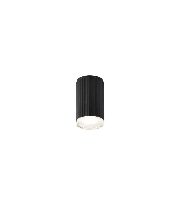 Springwater 6.7cm Ribbed Line Ceiling Shallow Acrylic Shade 1 x GU10 IP54 Black/Clear/Frosted -1