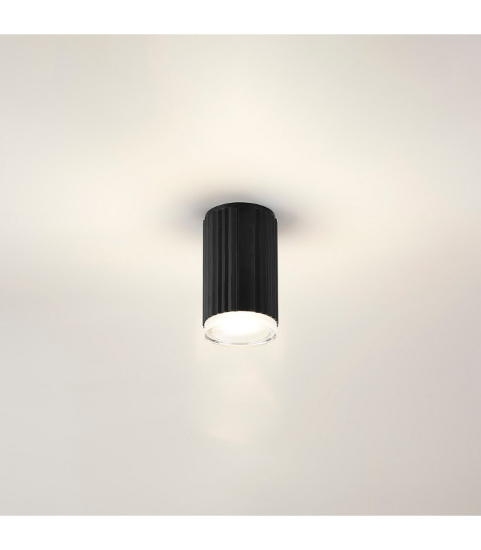 Springwater 6.7cm Ribbed Line Ceiling Shallow Acrylic Shade 1 x GU10 IP54 Black/Clear/Frosted -3