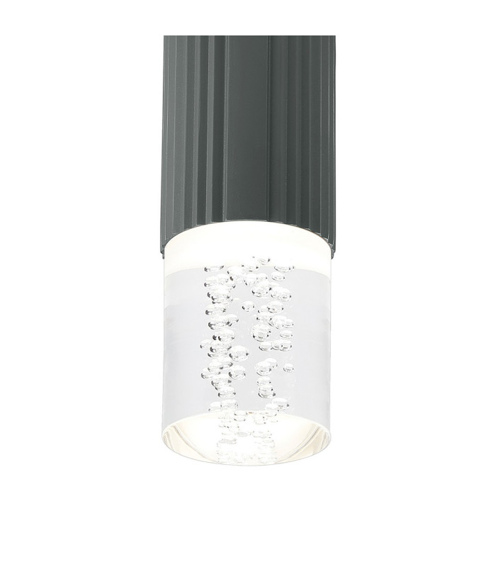 Springwater 6.7cm Ribbed Line Ceiling Bubble Acrylic Shade 1 x GU10 IP54 Grey/Clear -6
