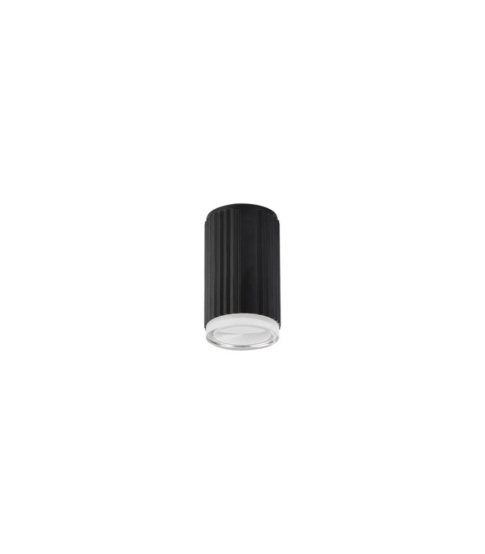 Springwater 6.7cm Ribbed Line Ceiling Shallow Acrylic Shade 1 x GU10 IP54 Black/Clear/Frosted -4