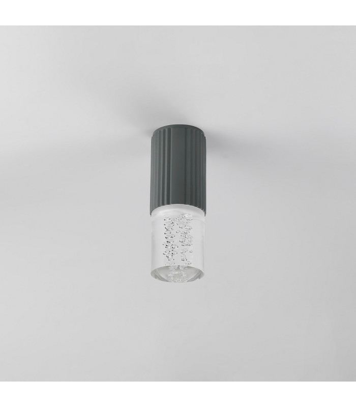 Springwater 6.7cm Ribbed Line Ceiling Bubble Acrylic Shade 1 x GU10 IP54 Grey/Clear -7