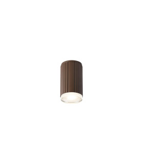 Springwater 6.7cm Ribbed Line Ceiling Shallow Acrylic Shade 1 x GU10 IP54 Dark Brown/Clear/Frosted -1