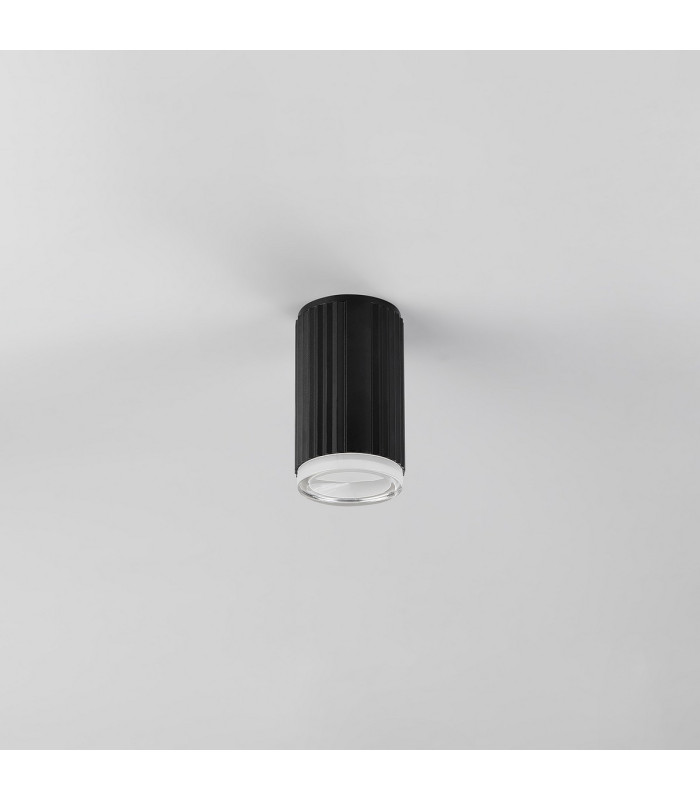 Springwater 6.7cm Ribbed Line Ceiling Shallow Acrylic Shade 1 x GU10 IP54 Black/Clear/Frosted -7