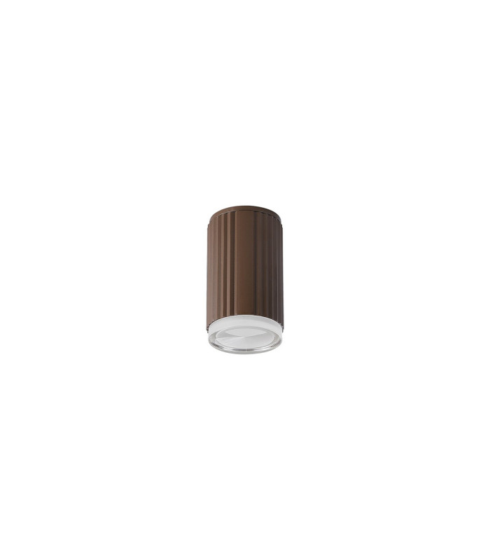 Springwater 6.7cm Ribbed Line Ceiling Shallow Acrylic Shade 1 x GU10 IP54 Dark Brown/Clear/Frosted -4