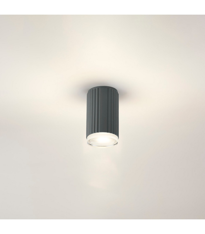 Springwater 6.7cm Ribbed Line Ceiling Shallow Acrylic Shade 1 x GU10 IP54 Grey/Clear/Frosted -3