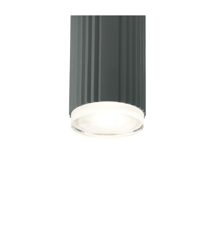 Springwater 6.7cm Ribbed Line Ceiling Shallow Acrylic Shade 1 x GU10 IP54 Grey/Clear/Frosted -6