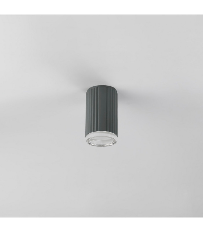 Springwater 6.7cm Ribbed Line Ceiling Shallow Acrylic Shade 1 x GU10 IP54 Grey/Clear/Frosted -7