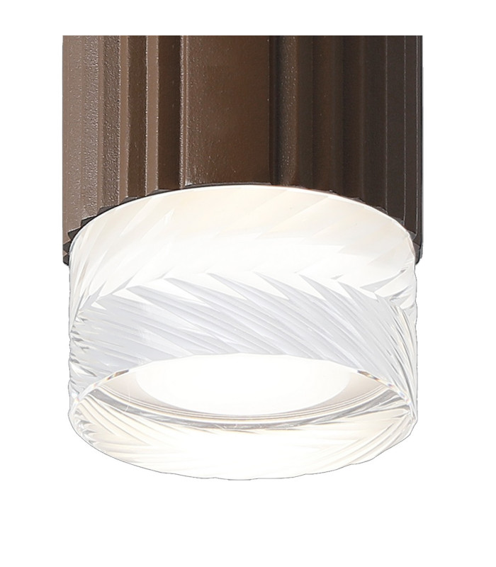 Springwater 6.7cm Ribbed Line Ceiling Short Diagonal Pattern Acrylic Shade 1 x GU10 IP54 Dark Brown/Clear/Frosted -6