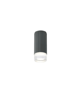 Springwater 6.7cm Ribbed Line Ceiling Short Diagonal Pattern Acrylic Shade 1 x GU10 IP54 Grey/Clear/Frosted -1