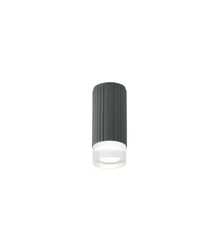 Springwater 6.7cm Ribbed Line Ceiling Short Diagonal Pattern Acrylic Shade 1 x GU10 IP54 Grey/Clear/Frosted -1