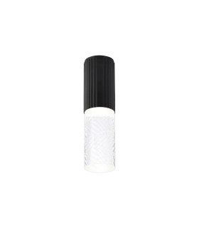 Springwater 6.7cm Ribbed Line Ceiling Tall Diagonal Pattern Acrylic Shade 1 x GU10 IP54 Black/Clear/Frosted -1