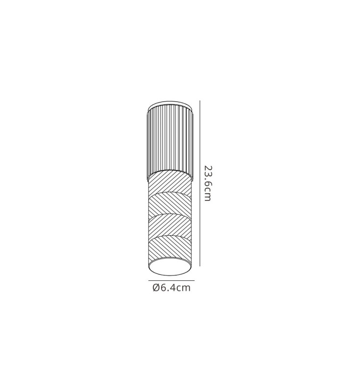Springwater 6.7cm Ribbed Line Ceiling Tall Diagonal Pattern Acrylic Shade 1 x GU10 IP54 Black/Clear/Frosted -2