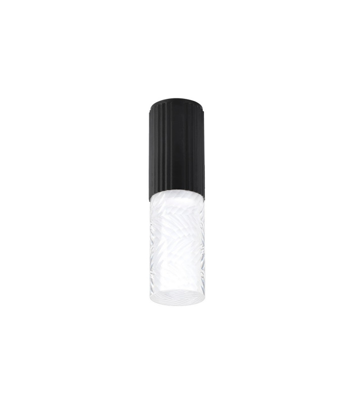 Springwater 6.7cm Ribbed Line Ceiling Tall Diagonal Pattern Acrylic Shade 1 x GU10 IP54 Black/Clear/Frosted -4