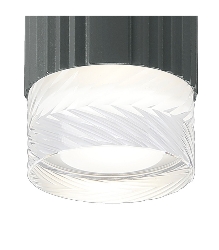 Springwater 6.7cm Ribbed Line Ceiling Short Diagonal Pattern Acrylic Shade 1 x GU10 IP54 Grey/Clear/Frosted -6