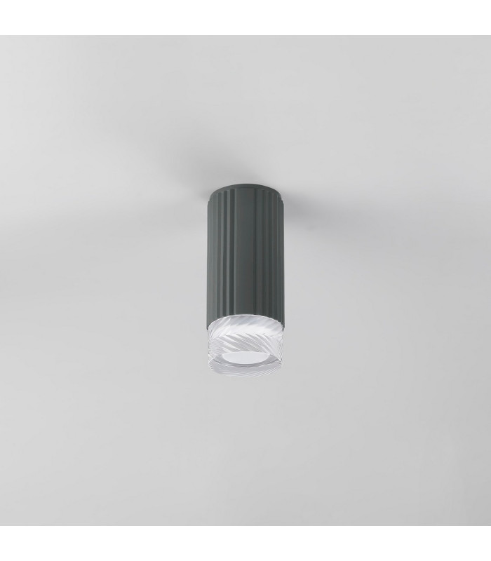 Springwater 6.7cm Ribbed Line Ceiling Short Diagonal Pattern Acrylic Shade 1 x GU10 IP54 Grey/Clear/Frosted -7