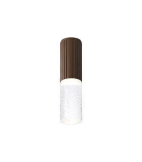 Springwater 6.7cm Ribbed Line Ceiling Tall Diagonal Pattern Acrylic Shade 1 x GU10 IP54 Dark Brown/Clear/Frosted -1