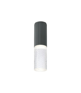 Springwater 6.7cm Ribbed Line Ceiling Tall Diagonal Pattern Acrylic Shade 1 x GU10 IP54 Grey/Clear/Frosted -1
