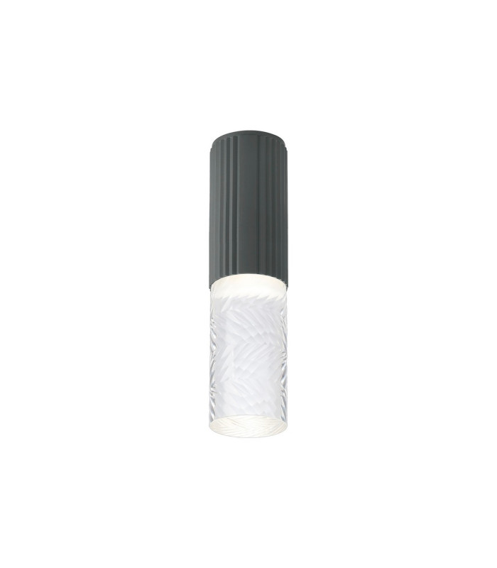 Springwater 6.7cm Ribbed Line Ceiling Tall Diagonal Pattern Acrylic Shade 1 x GU10 IP54 Grey/Clear/Frosted -1