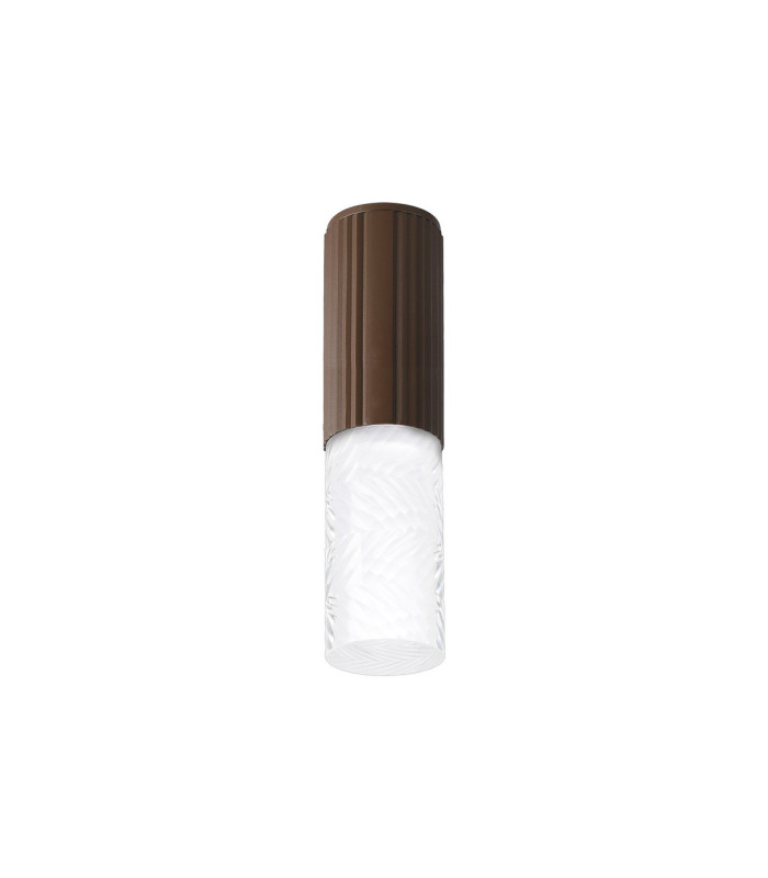 Springwater 6.7cm Ribbed Line Ceiling Tall Diagonal Pattern Acrylic Shade 1 x GU10 IP54 Dark Brown/Clear/Frosted -4
