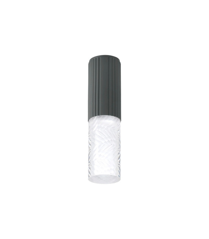 Springwater 6.7cm Ribbed Line Ceiling Tall Diagonal Pattern Acrylic Shade 1 x GU10 IP54 Grey/Clear/Frosted -4