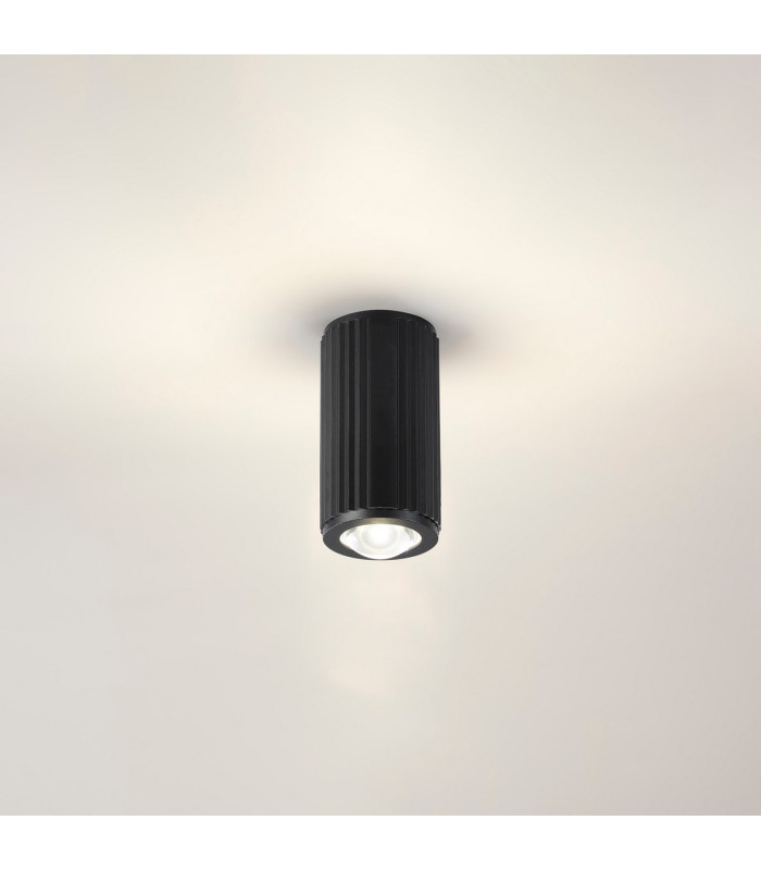 Springwater 6.7cm Ribbed Line Ceiling Dome Acrylic Shade 1 x GU10 IP54 Black/Clear/Frosted -3